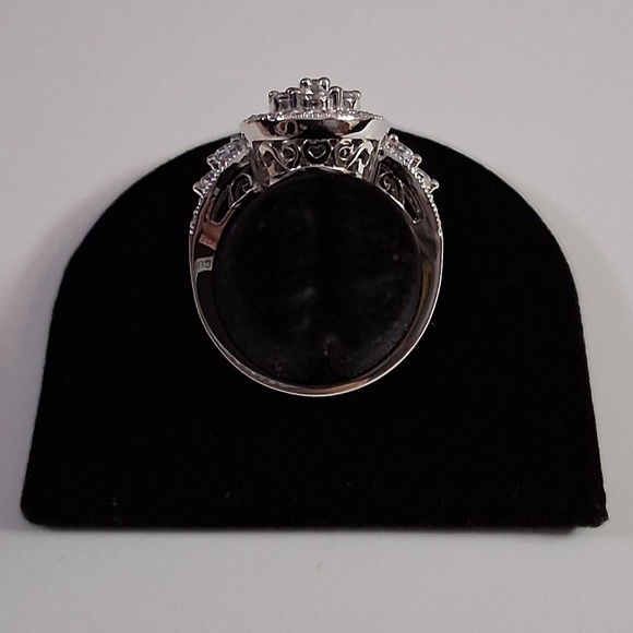 Epiphany Womens Size 6 925 Sterling Silver Oval Pave CZ Diamond Cluster Ring - Picture 4 of 10